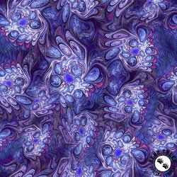 QT Fabrics Mystic Owls Abstract Marble Purple
