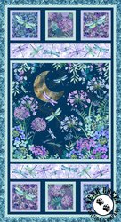 Blank Quilting Gypsy Flutter Moon and Dragonfly Panel Dark Blue