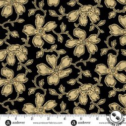 Andover Fabrics Carolina Vermicular Floral Black