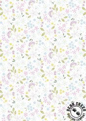 Lewis and Irene Fabrics Pressed Flowers Floral Ode White