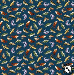 Michael Miller Fabrics Welcome to Our Lake Fish Teal