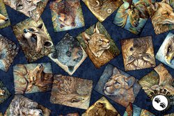 QT Fabrics Enchanted Forest Animal Patchwork Navy