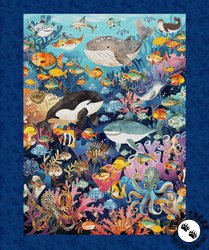 QT Fabrics Deep Sea Dazzle Undersea Panel Navy QT Fabrics Deep Sea Dazzle Undersea Panel Navy