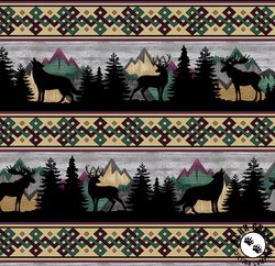 Benartex Into the Wild Border Stripe Benartex Into the Wild Border Stripe