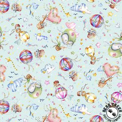P&B Textiles Whiskerville Hot Air Balloon Toss Light Teal P&B Textiles Whiskerville Hot Air Balloon Toss Light Teal
