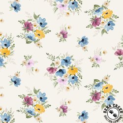 Clothworks Violetta Tossed Flowers Cream Clothworks Violetta Tossed Flowers Cream