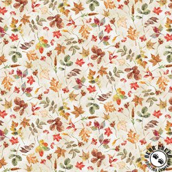 Hoffman Fabrics Harvest Bouquet Tossed Leaves Natural