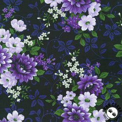 Robert Kaufman Fabrics Georgina Floral Midnight Purple
