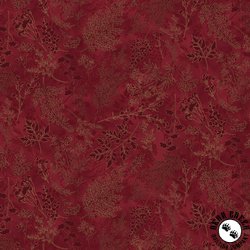 Hoffman Fabrics Harvest Bouquet Ferns Maroon