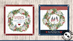 P&B Textiles Farmhouse Americana Panel Patriotic Wreath Pillow Panel P&B Textiles Farmhouse Americana Panel Patriotic Wreath Pillow Panel