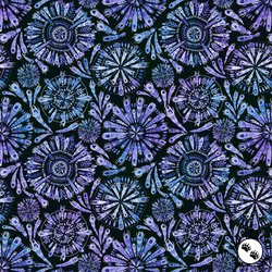 P&B Textiles Peacock Serenade Feather Mandalas Purple/Blue