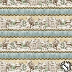 Michael Miller Fabrics Nature's Landscape Mind the Moose Border Stripe Multi Michael Miller Fabrics Nature's Landscape Mind the Moose Border Stripe Multi