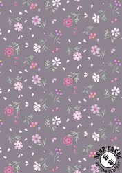 Lewis and Irene Fabrics Pressed Flowers Floral Affections Light Charcoal Grey Lewis and Irene Fabrics Pressed Flowers Floral Affections Light Charcoal Grey