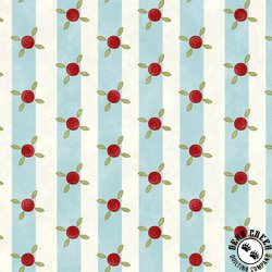 Henry Glass Pocketful of Posies Stripes Cream Blue Henry Glass Pocketful of Posies Stripes Cream Blue