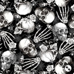 Studio E Fabrics Fear Factory Skull and Hand Toss Black Studio E Fabrics Fear Factory Skull and Hand Toss Black
