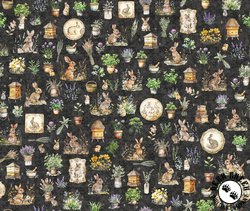 QT Fabrics Hunny Bunny Allover Charcoal QT Fabrics Hunny Bunny Allover Charcoal