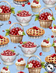 Wilmington Prints Sweet Cherry Treats All Over Blue Wilmington Prints Sweet Cherry Treats All Over Blue